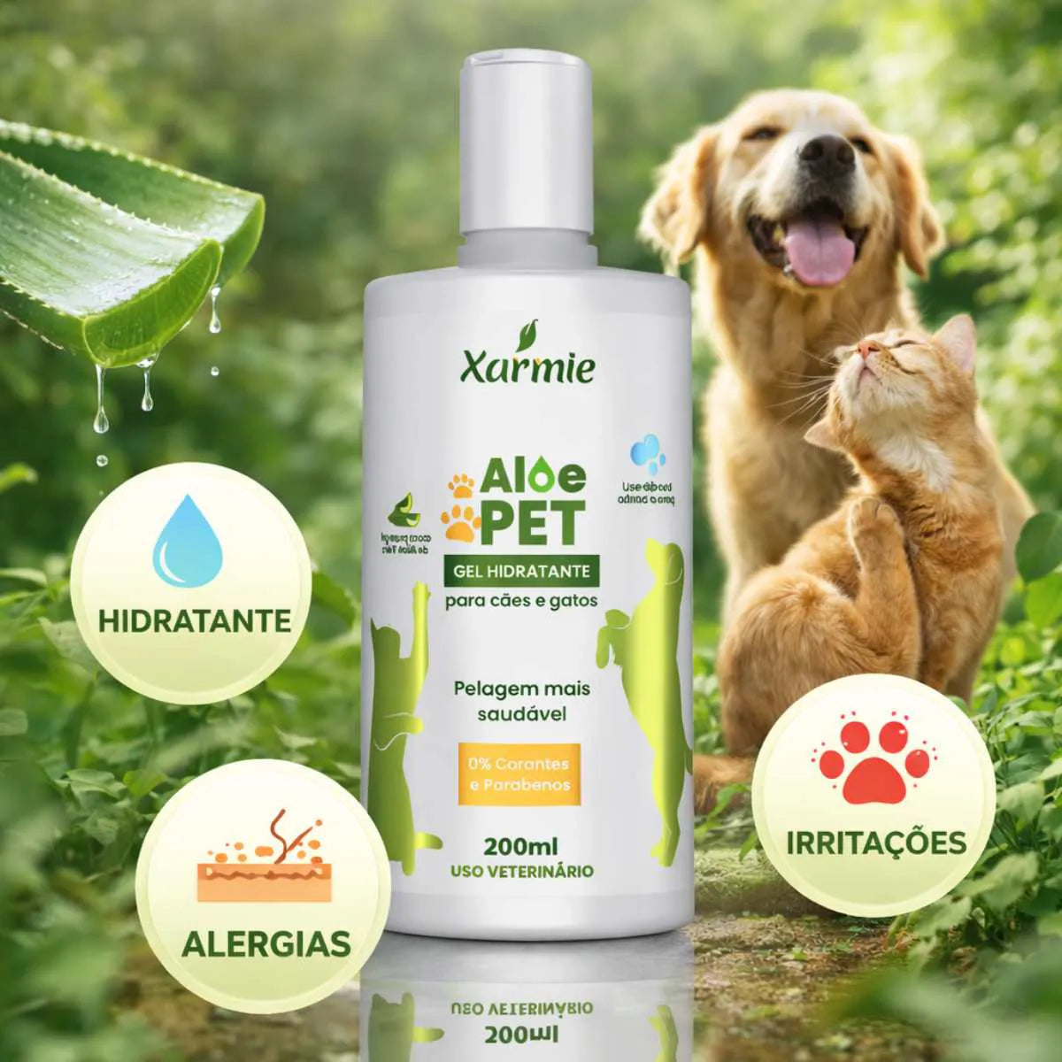 Aloe Pet Gel Hidratante e Regenerador Cães e Gatos Xarmie 200g